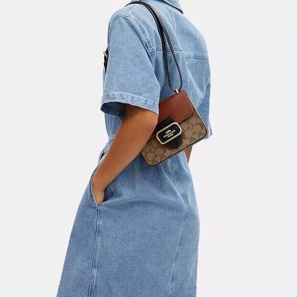 NWT Coach Crossbody Bag Morgan Square in Colorblock Signature Canvas CL462 - Picture 4 of 10